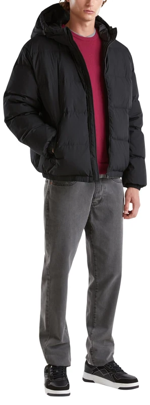 United Colors of Benetton Men's Short Down Jacket, Black, L