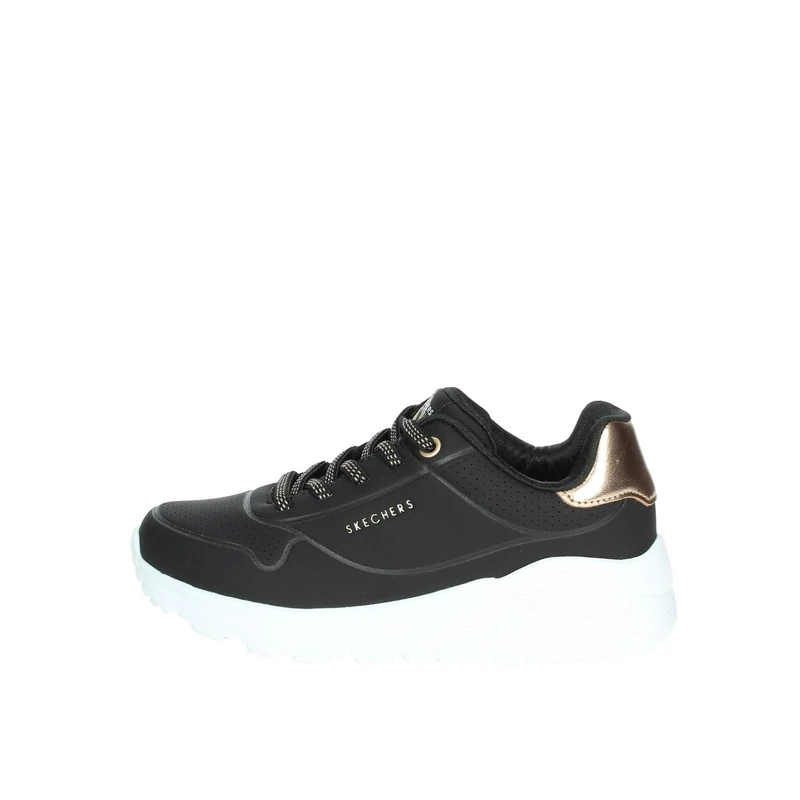 Skechers Girls' UNO Lite Trainer, Black/White, 3 UK Child