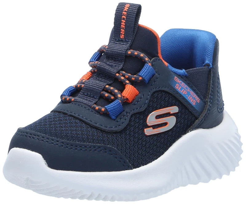 Skechers Boys Bounder Brisk-Burst Sneaker, Navy Blue, 1 UK Child
