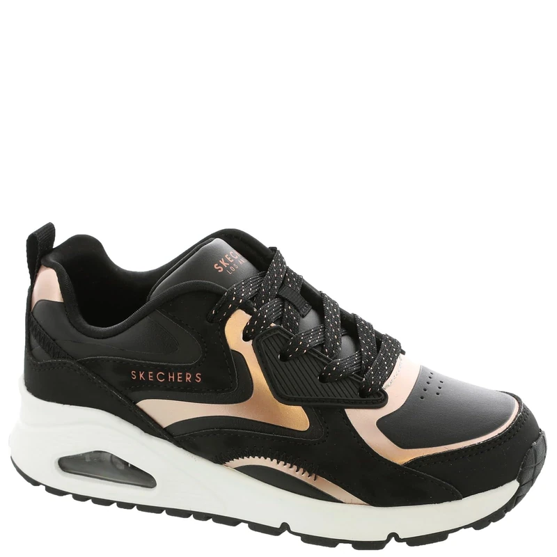 Skechers Girl's Uno Gen1 Color Surge Sneaker, Black/Rose Gold, 3 UK