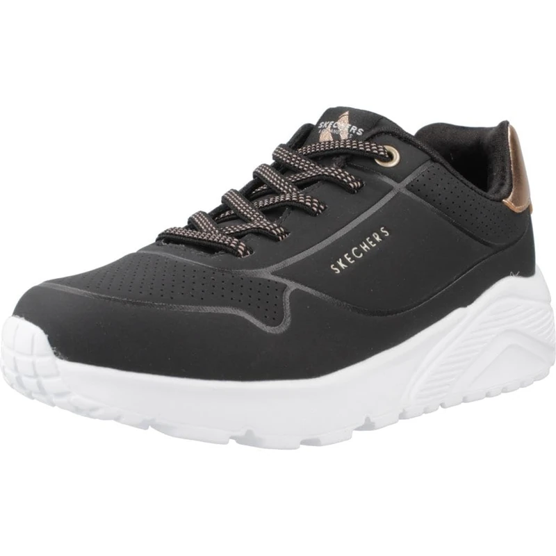Skechers Girls' UNO Lite Trainer, Black/White, 3.5 UK Child