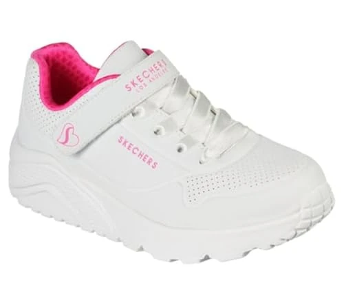 Skechers Girl's Uno Lite Sneakers, White Synthetic/Trim, 4.5 UK Child