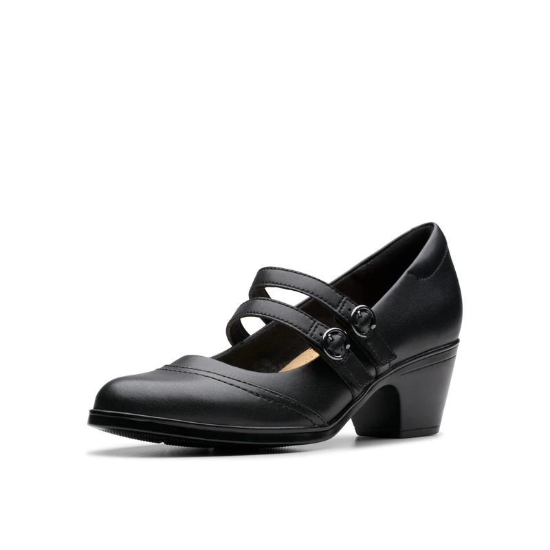 Clarks Women's Emily2 Jane Pump, Black Leather, 7.5 UK