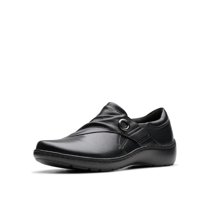 Clarks - Womens Cora Aubrie Shoes, Color Black Leather, Size: 6 UK Wide