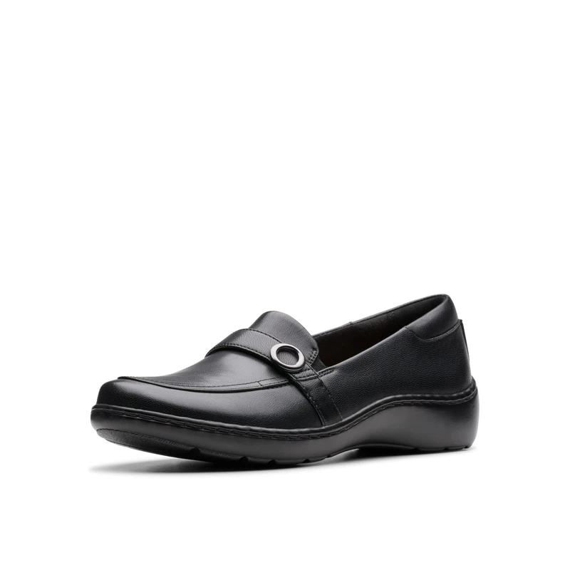 Clarks Women's Cora Amanda Loafer, Black Leather, 6.5 UK