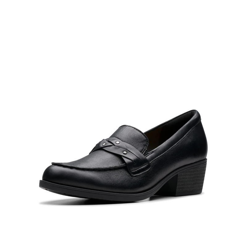 Clarks - Womens Charlten Echo Shoes, Color Black Leather, Size: 7.5 UK