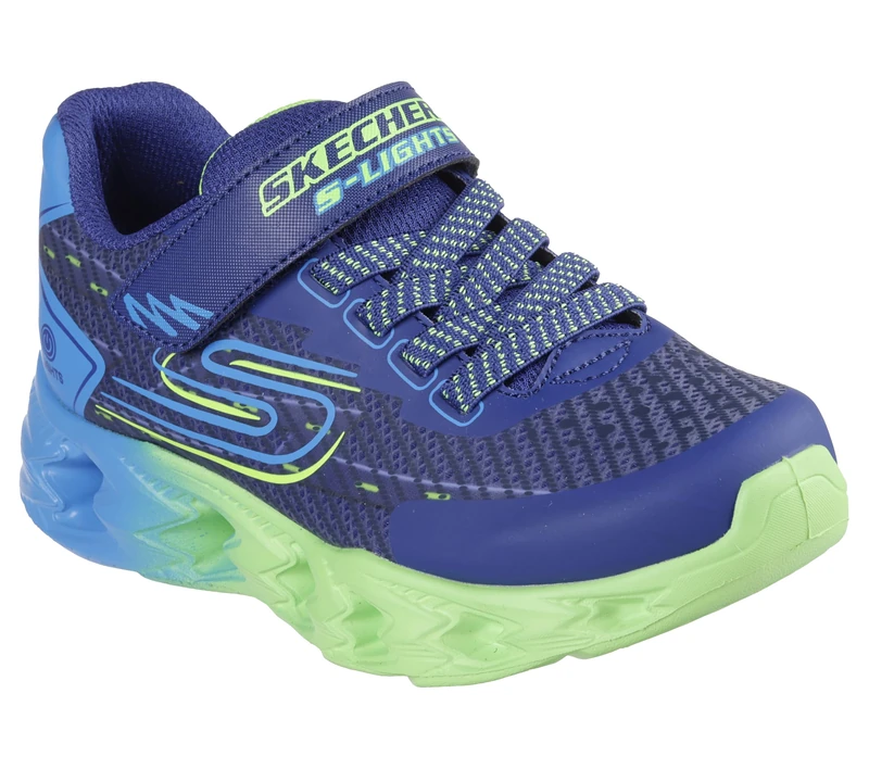 Skechers Boy's Vortex 2.0 Quantroid Sneaker, Navy Synthetic/Textile/Lime & Blue Trim, 12 UK