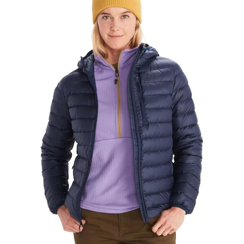Marmot Women's Highlander Hoody, Warm Down Jacket, Insulated Hooded Winter Coat, Breathable, Lightweight Packable Outdoor Jacket, Windproof, Arctic Navy, XL