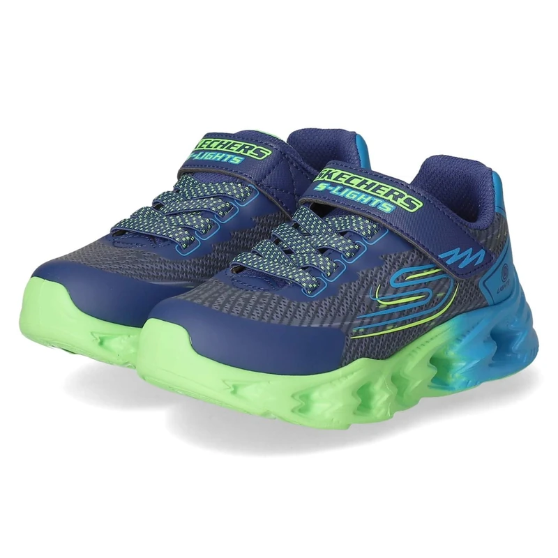 Skechers Boy's Vortex 2.0 Quantroid Sneaker, Navy Synthetic/Textile/Lime & Blue Trim, 9.5 UK