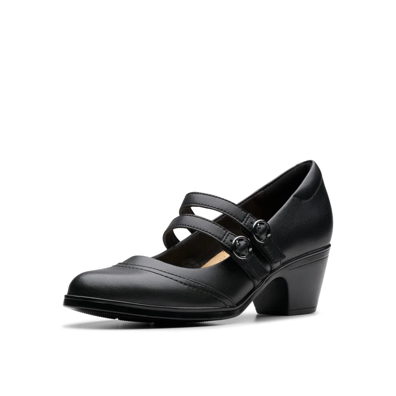 Clarks Women's Emily2 Jane Pump, Black Leather, 4 UK