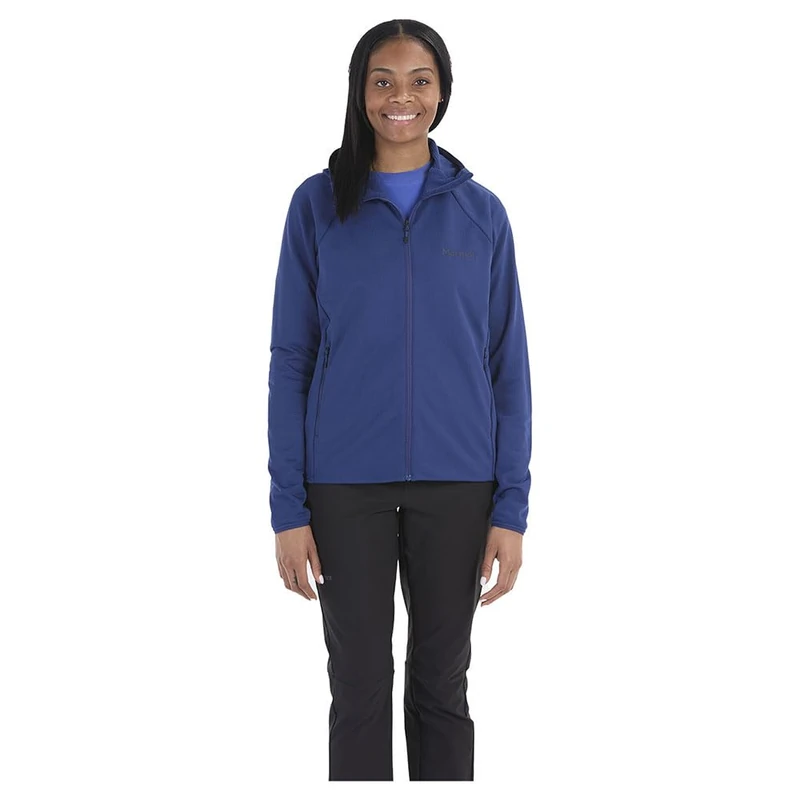 Marmot Women's Leconte Fleece Hoody, Warm Jacket, Full Zip Jacket, Breathable, Wind Resistant Body Warmer, packable, ideal for hiking & ski layering, Twilight Blue, XL