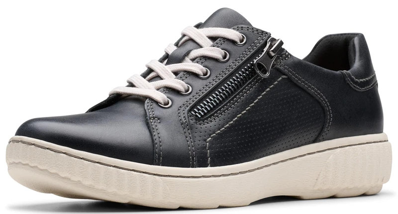 Clarks Women's Caroline Janna Sneaker, Black Leather, 7 UK
