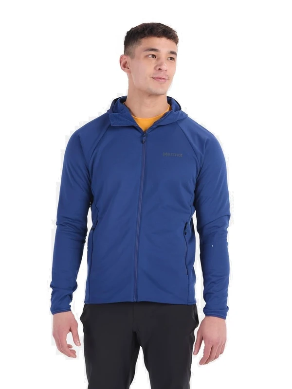 Marmot Men's Leconte Full Zip Hoody, Warm Jacket, Full Zip Jacket, Breathable, Wind Resistant Body Warmer, packable, ideal for hiking & ski layering, Twilight Blue, L