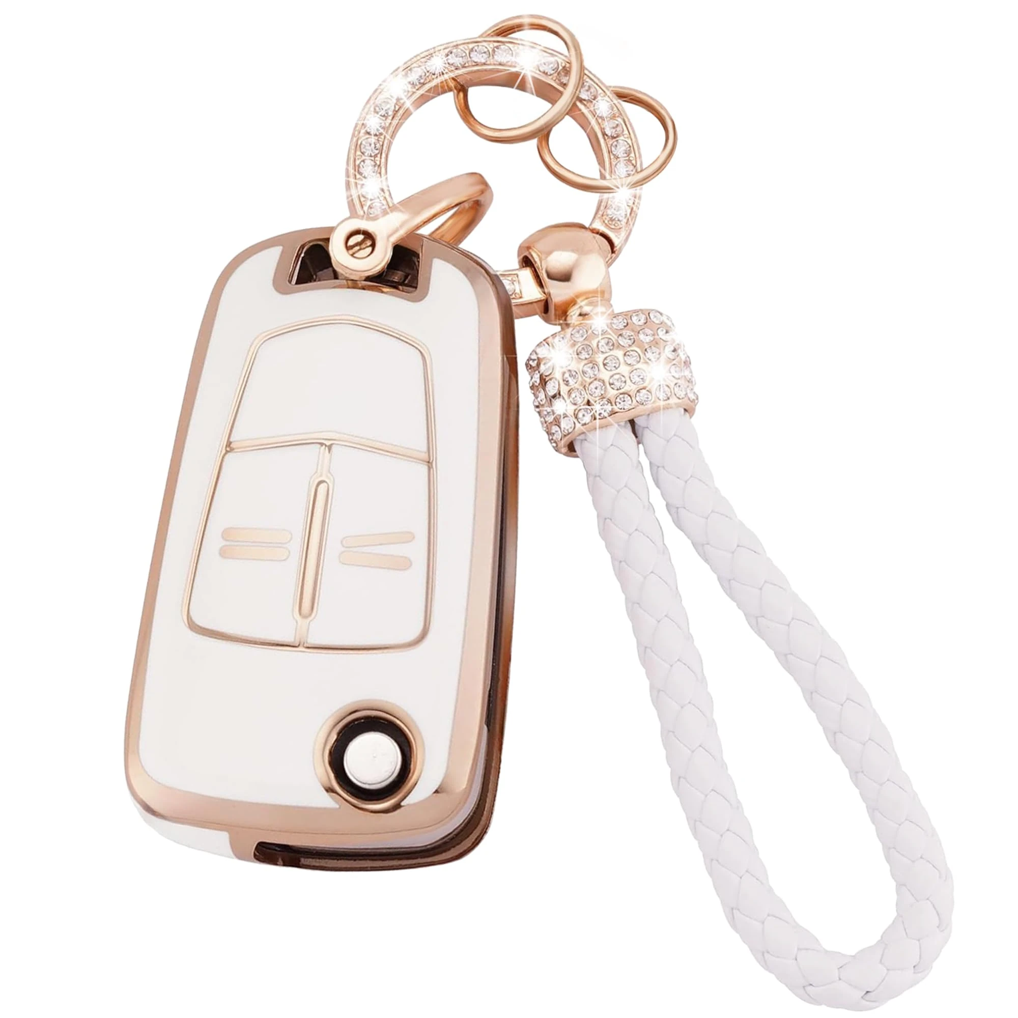 luwiscook Car Key Cover with Keychain Lanyard, 2 Buttons Smart Soft TPU Key Fob Protection Case for Opel for Vauxhall Corsa Astra Vectra Zafira Signum Meriva Tigra Insignia Combo