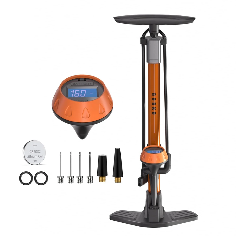 GOBKO Bike Pump Bicycle Floor Pump with Digital Gauge, Bicycle Pumps with Presta and Schrader tire Pump multifunctional Air Pump for Road Bike MTB Sports Balls Pump High Pressure 160Psi &11Bar