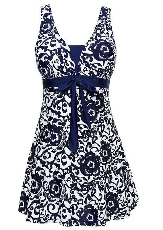 Sixyotie Women's Floral One-Piece Swimsuit with Skirt - Tummy Control