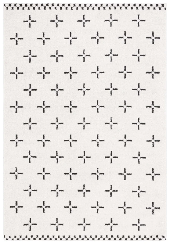 Safavieh Boho Rug for Living Room, Dining Room, Bedroom - Melody Collection Short Pile, Ivory and Black, 91 x 152 cm - Image 1