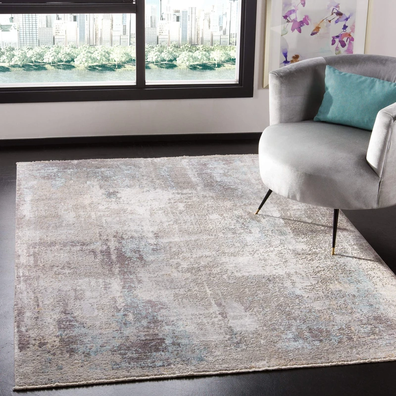 Safavieh Dream Collection Contemporary Rug for Living Room Dining Room Bedroom Short Pile Grey and Blue 72 x 108 Inch