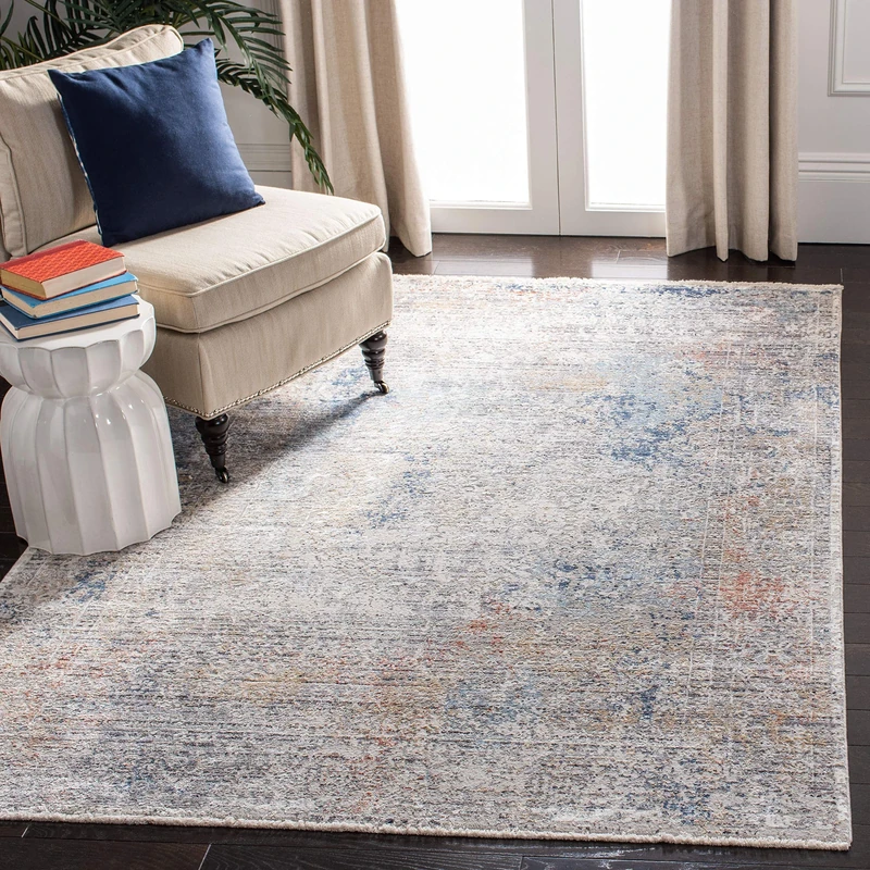 Safavieh Dream Collection Contemporary Rug for Living Room Dining Room Bedroom Short Pile Grey and Blue 72 x 108 Inch