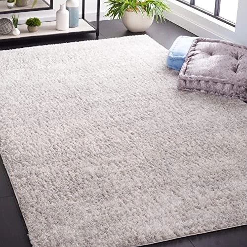 Safavieh Moroccan Shaggy Rug for Living Room Dining Room Bedroom - Berber Shag Collection, High Pile, Light Grey, 183 x 274 cm