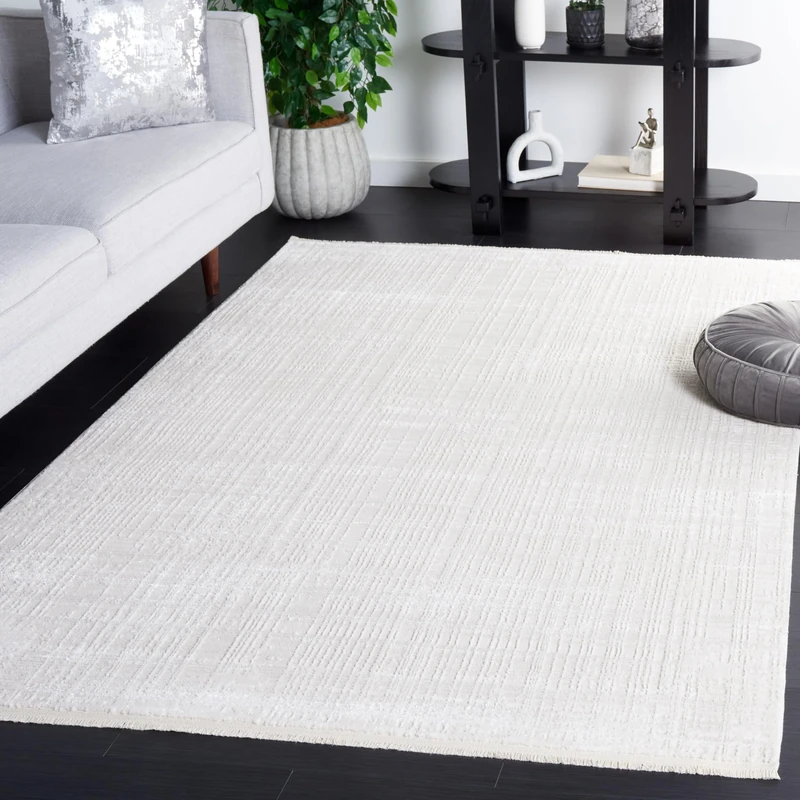 Safavieh Geometric Rug for Living Room Dining Room Bedroom - Whisper Collection Short Pile Ivory 72" X 108"
