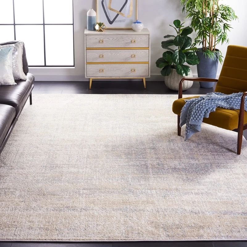 Safavieh Contemporary Rug for Living Room, Dining Room, Bedroom - Adirondack Collection, Short Pile, in Beige and Slate, 201 X 201 cm