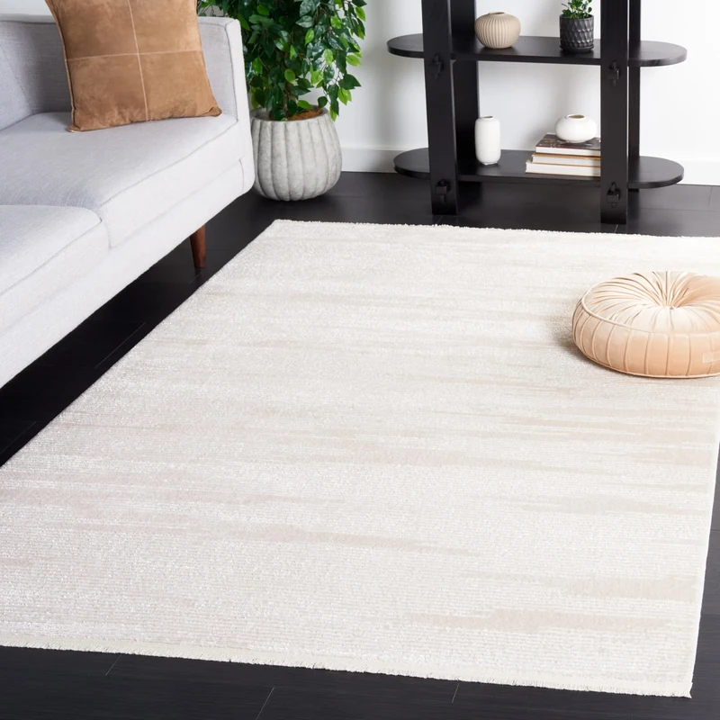 Safavieh Geometric Rug for Living Room Dining Room Bedroom - Whisper Collection Short Pile Ivory 72" X 108"