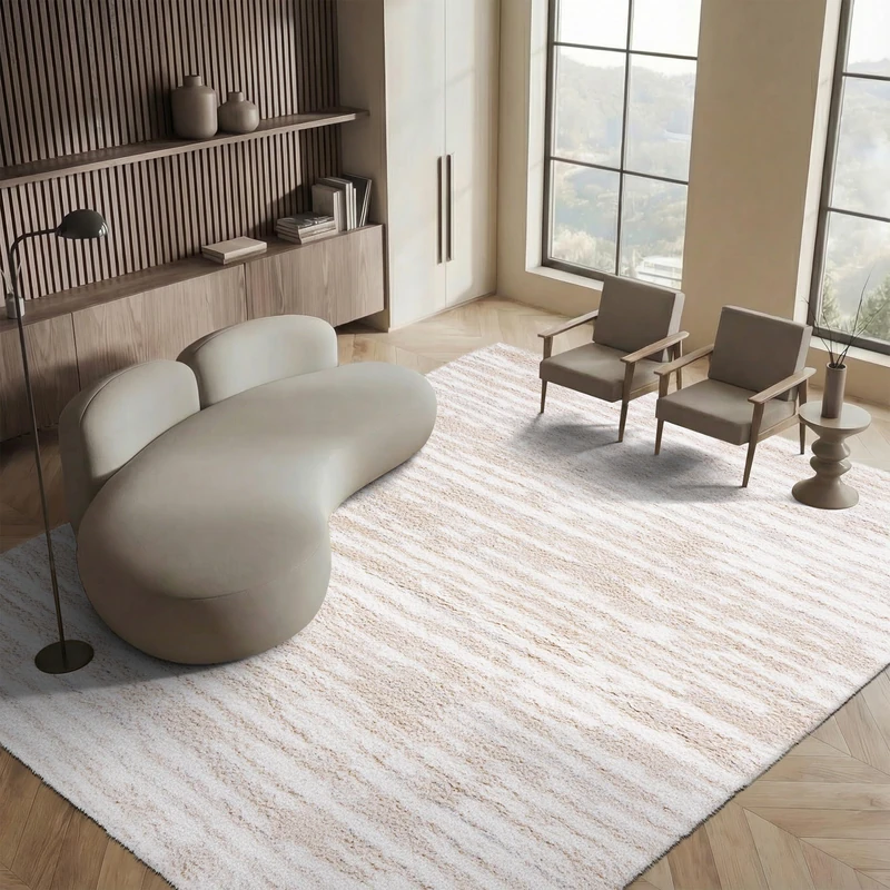 Safavieh Shaggy Living Room, Dining Room, Bedroom - Lindsay Collection, Short Pile, Beige, 244 X 305 cm - Image 1