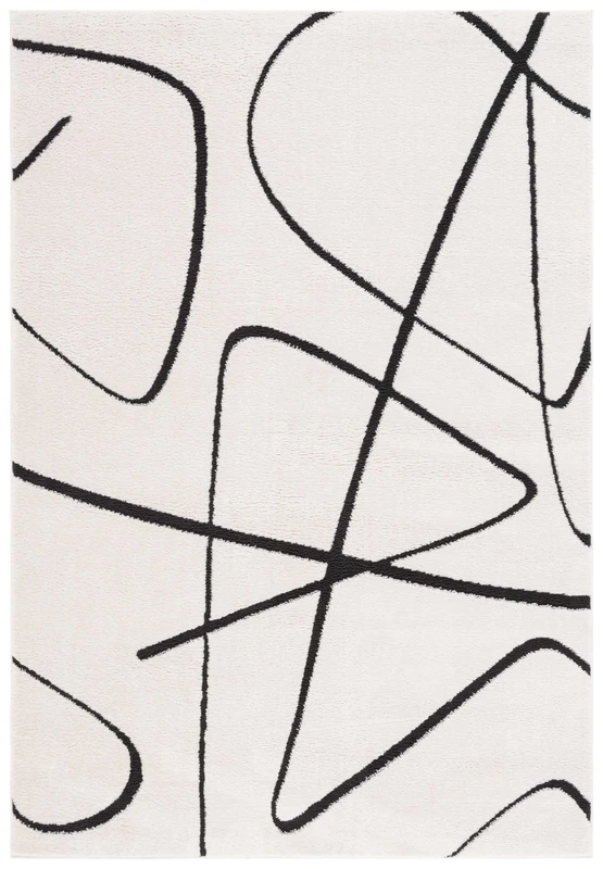 Safavieh Geometric Rug for Living Room, Dining Room, Bedroom - Melody Collection, Short Pile, Ivory and Black, 91 x 152 cm - Image 1