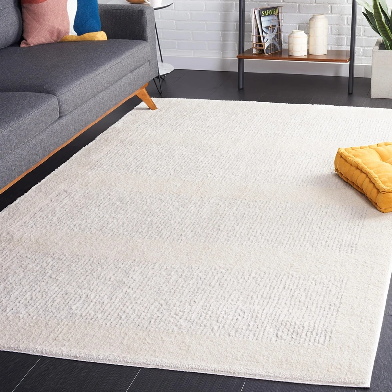 Safavieh Melody Collection Geometric Rug for Living Room Dining Room Bedroom Short Pile Ivory and Grey 72 x 108 Inch - Image 1
