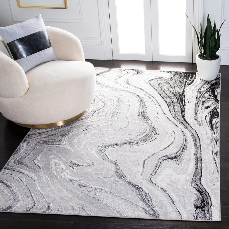 Safavieh Contemporary Rug for Living Room, Dining Room, Bedroom - Amelia Collection, Short Pile, in Grey and Gold, 183 X 274 cm - Image 1
