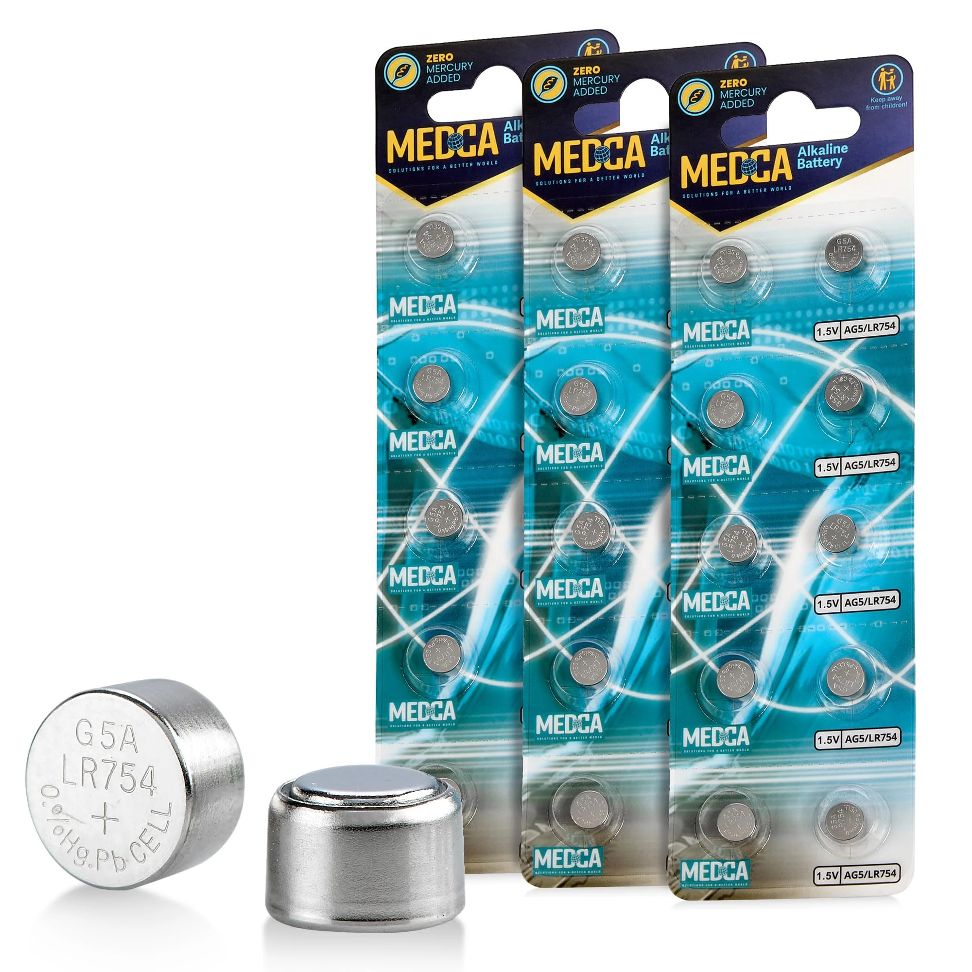 AG5 LR754 Batteries - 30 Count Pack - 1.5V Alkaline 754 LR48 193 Battery Button Coin Cell Batteries