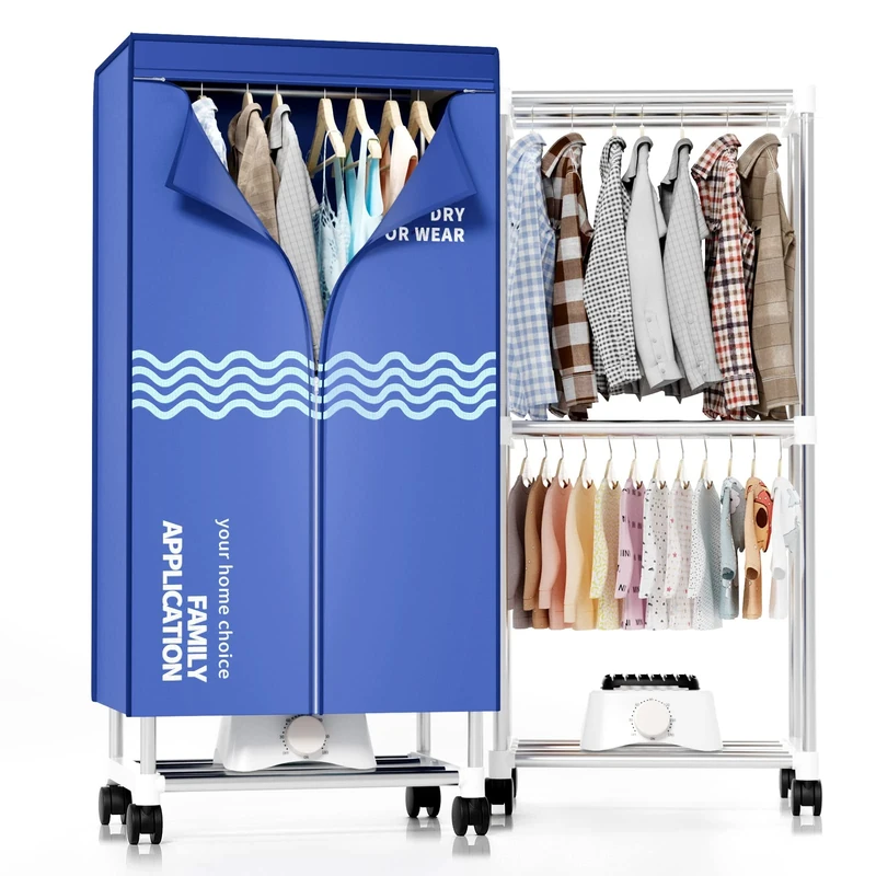 Clothes Dryer, Portable Drying Machine with Timer, 60inch Laundry Drying Wardrobe with Large Capacity, Electric Dryer/Rack for Home | Appartments (Blue VQ1)