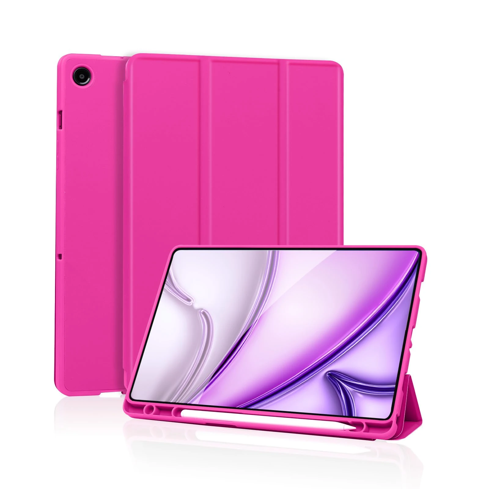 Case for Samsung Galaxy Tab A9 Plus Tablet Case with Pencil Holder, Slim Smart Protective with Soft TPU Back, Auto Sleep/Wake Cover for Samsung Galaxy Tab A9+ 11 (Rose Red)