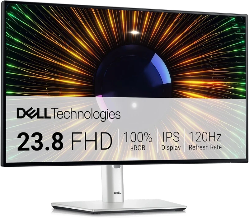 Dell U2424H UltraSharp 24 Inch FHD (1920x1080) Monitor, 120Hz, IPS, 5ms, 98% DCI-P3, 2x USB-C, 2x DisplayPort, HDMI, 3x USB, 3 Year Warranty, Silver