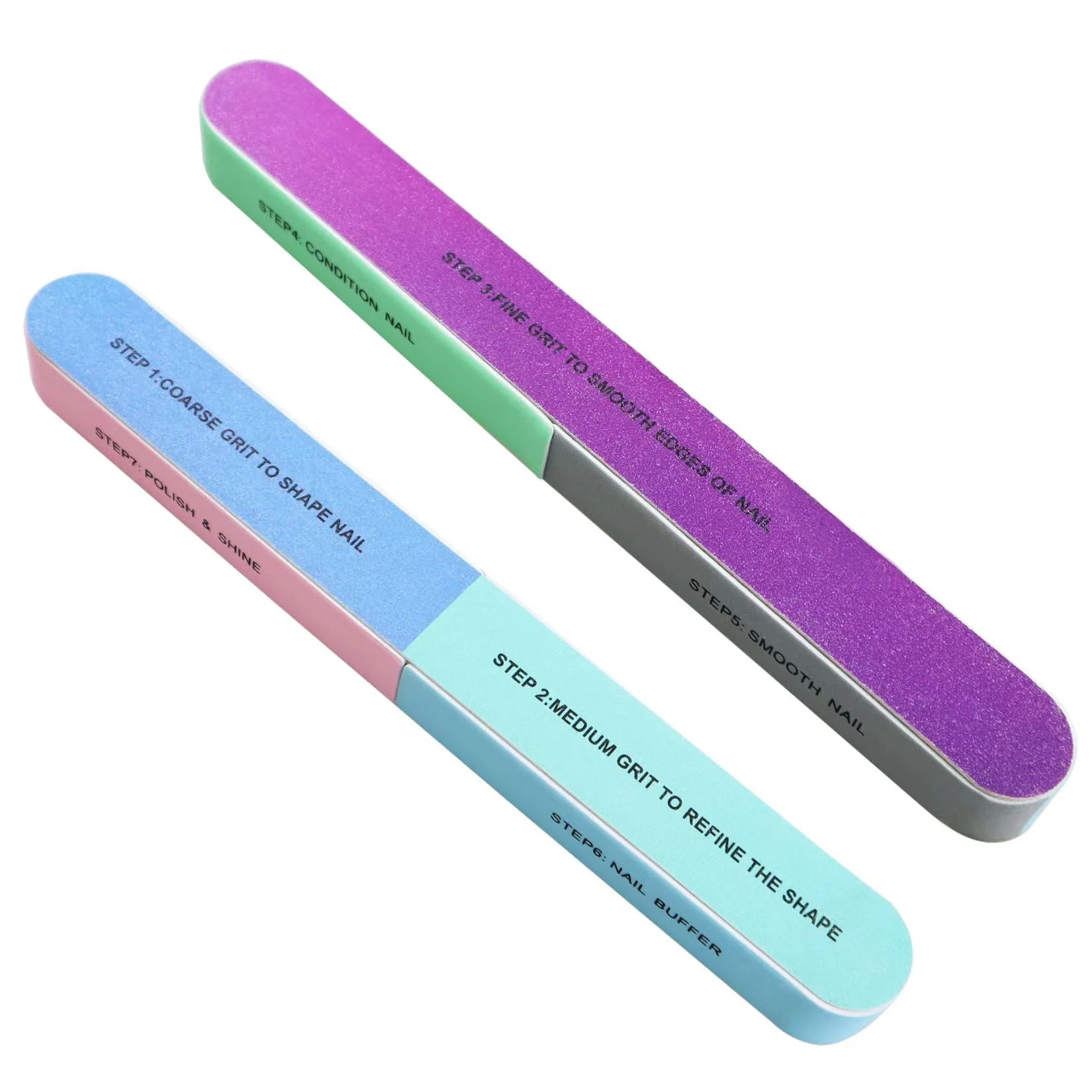 2Pcs Nail Buffer, 7-Sided Nail Buffer Blocks, Professional Nail Files, Manicure Sanding File for Natural Nails Acrylic Nail Polishing Nails
