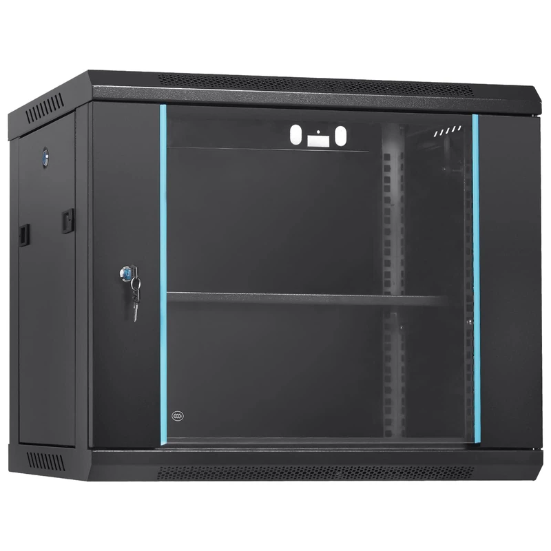 VEVOR Black 9U Wall Mount Server Rack, Metal, Max 200 lbs, for IT Equipment & A/V Devices