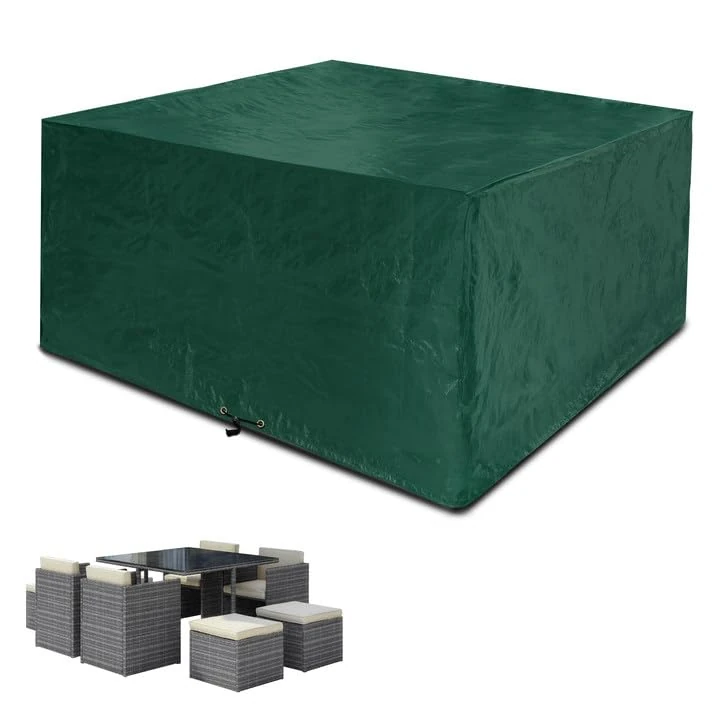 Funshot Cube Outdoor Furniture Covers, Garden Table Covers Waterproof, Patio Rattan Cube Set Cover for Garden Square Table and Chairs, Rattan Garden Furniture Set, Green, 135x135x71 cm