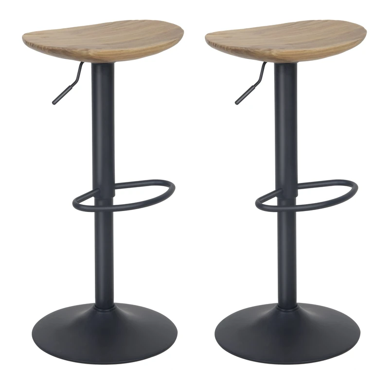 YOUNIKE Set of 2 Vintage Adjustable Swivel Metal Swivel Bar Stool Elm Oval Bar Stool High Bar Stool Kitchen Kitchen Bar Stool - Image 1