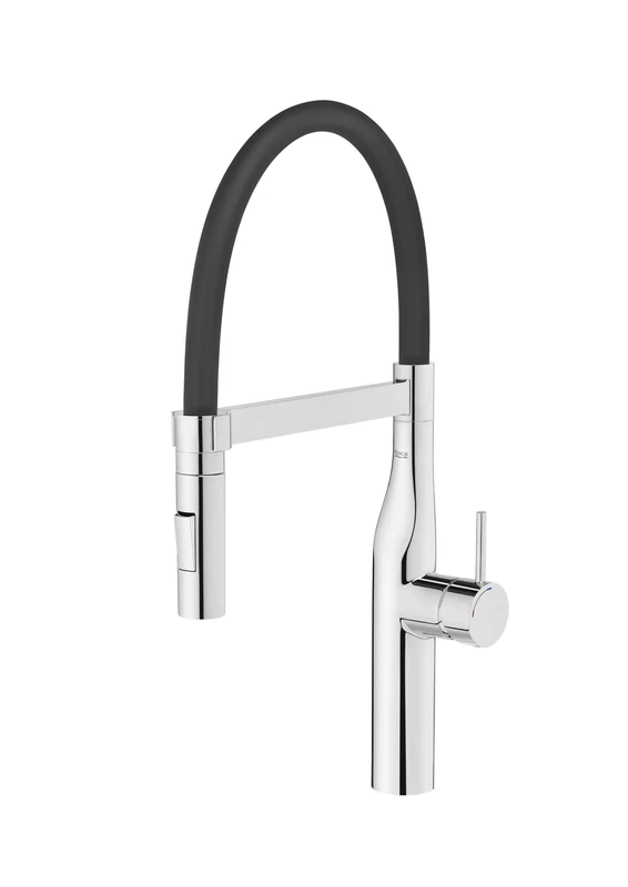 Roca A5A884DC00 Kitchen Mixer, Glera Pro Collection, Curved Spout Rubber and Removable, Chrome
