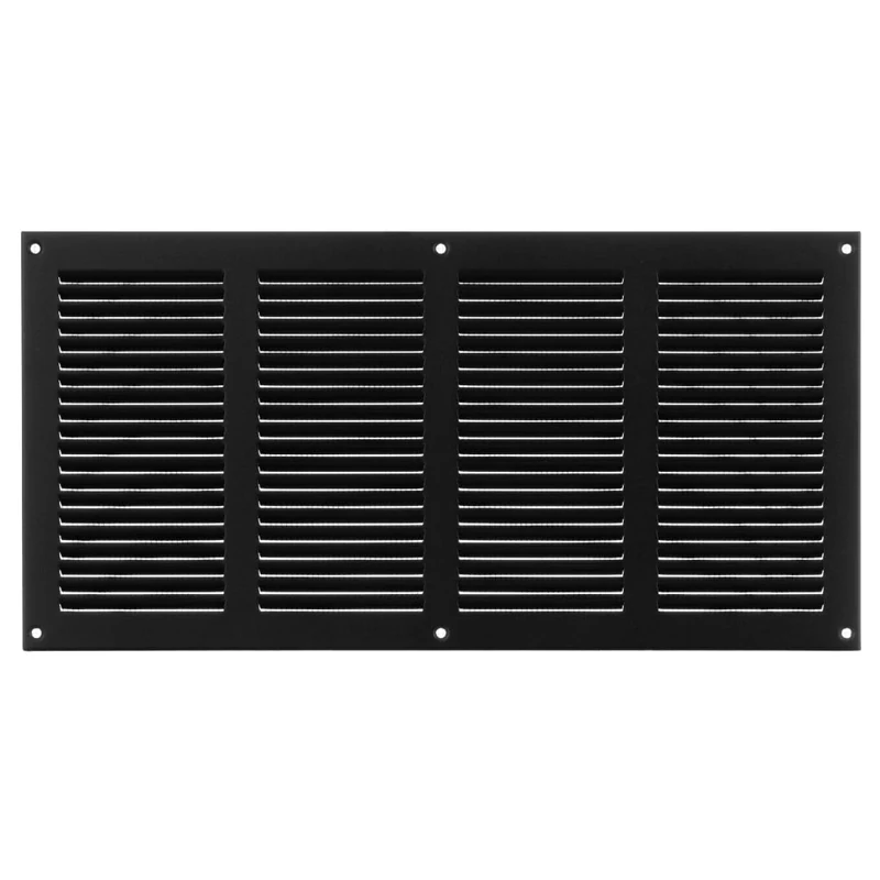 EUROPLAST 400x200mm / 16x8" inch Anthracite Metal Air Vent Grille Cover with Insect Mesh - Ventilation Cover