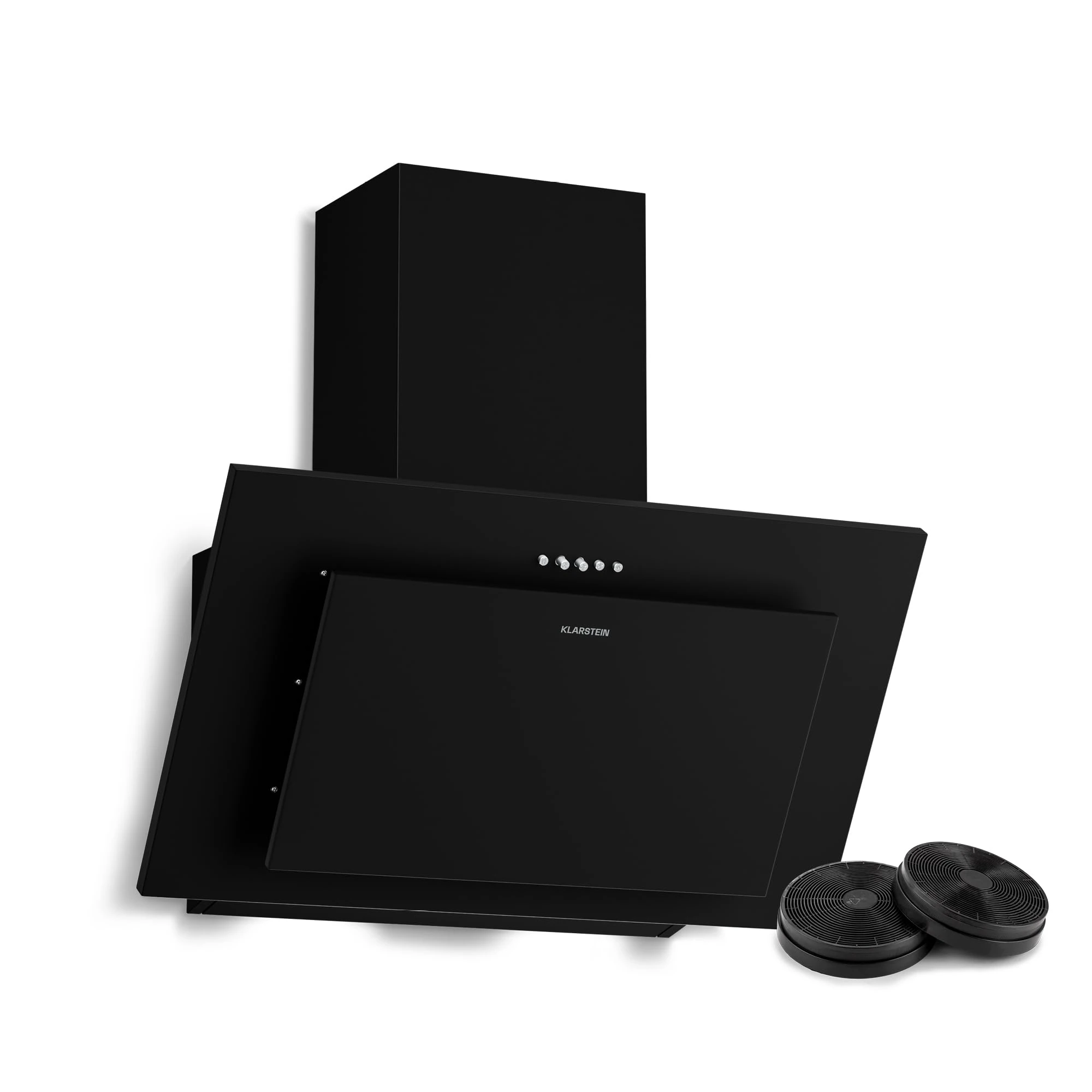 Klarstein Athena Angled Cooker Hood - 60cm, 404 m³/h Airflow, A+++ Energy, LED Lighting, 3 Speeds, Quiet, Recirculation & Exhaust, Push Controls, Carbon Filter, Modern Kitchen Extractor