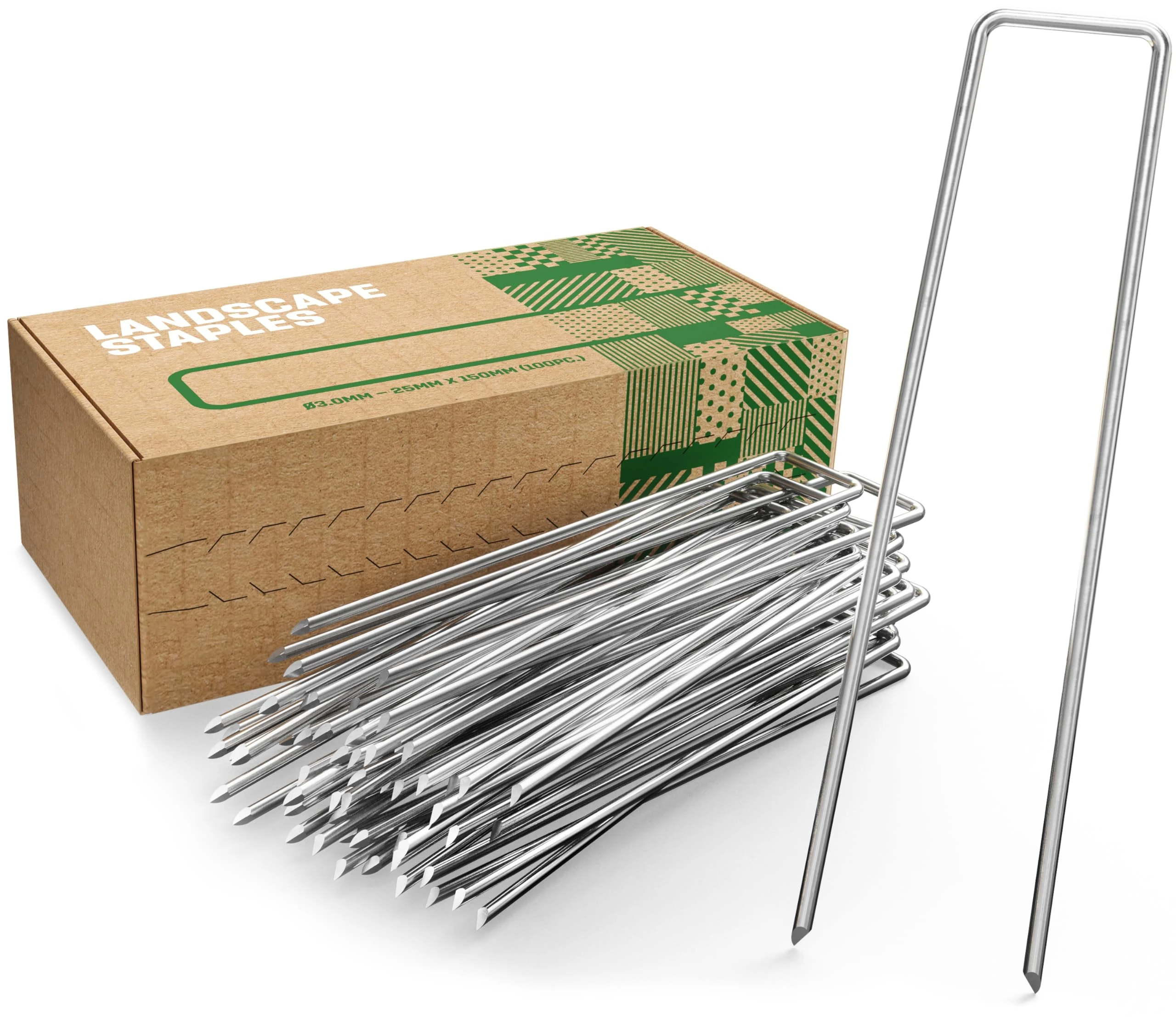 GardenGloss Landscape Staples 6 Inch Galvanized - 20 Pack - 11 Gauge - Garden Pins, Lawn & Yard Ground Spikes - Landscaping Fabric Weed Barrier Stakes