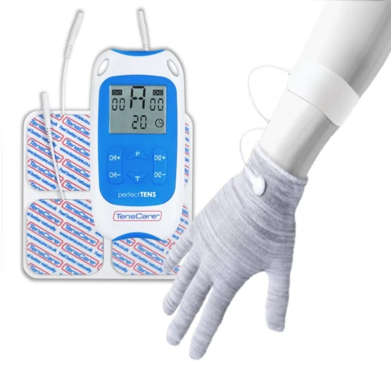 TensCare Perfect TENS - Clinically Proven TENS Device for Pain Relief of The Back, Hip, Leg, Arm Aswell as Arthritis and Sciatica. Includes Glove for Arthritis in The Hand - Large - Image 1