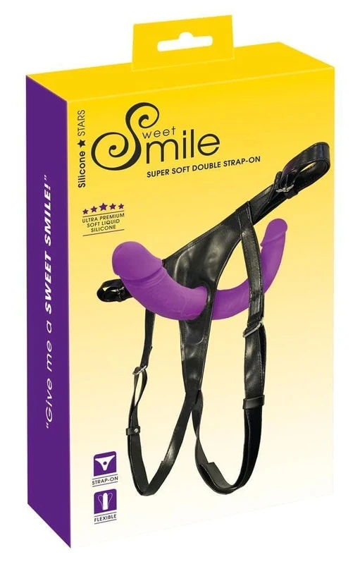 Sweet Smile Super Soft Double Strap-on Purple/Black 32.0 cm