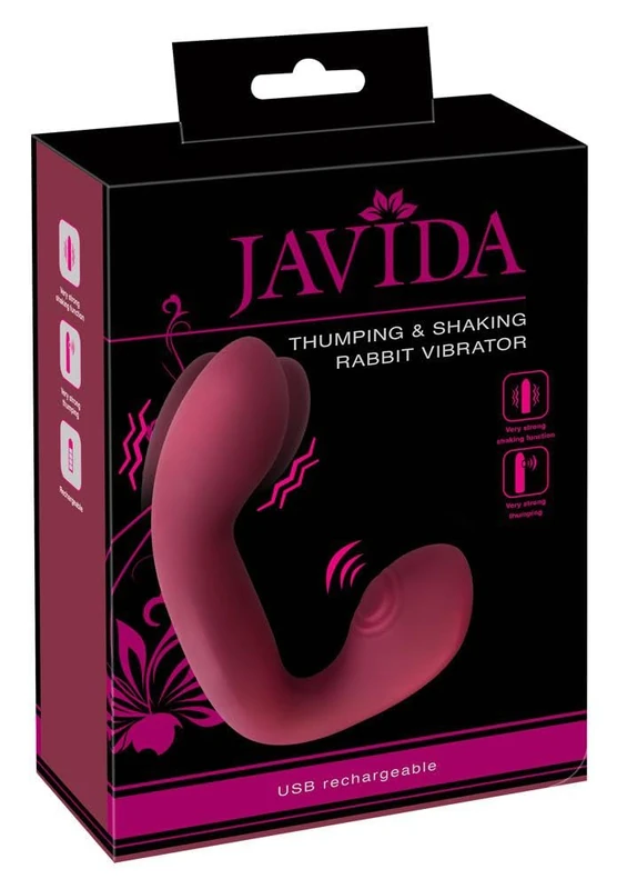 JAVIDA Thumping & Shaking Rabbit Vibrator Bordeaux 17.1 cm - Image 1