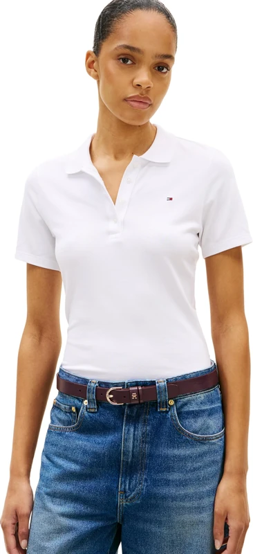 Tommy Hilfiger Women’s 1985 Short Sleeve Slim Fit Polo Shirt, White (Th Optic White), XL