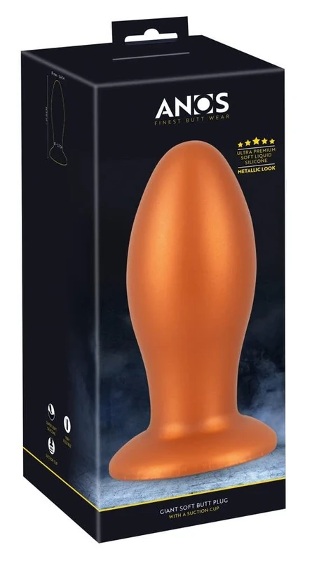 Anos Giant Soft Butt Plug with Suction Cup Brown 21 cm