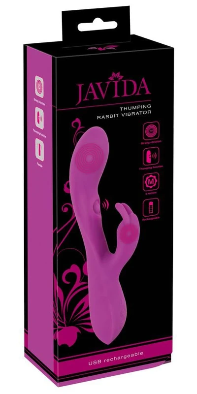 Javida Thumping Rabbit Vibrator Purple 23.3 cm