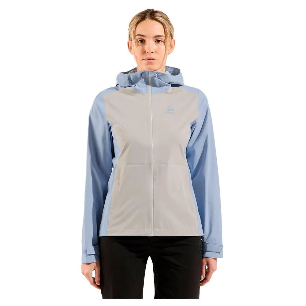 ODLO Women's Aegis 2.5L Waterproof Hardshell Jacket rain, Blue Heron-Silver Cloud, S